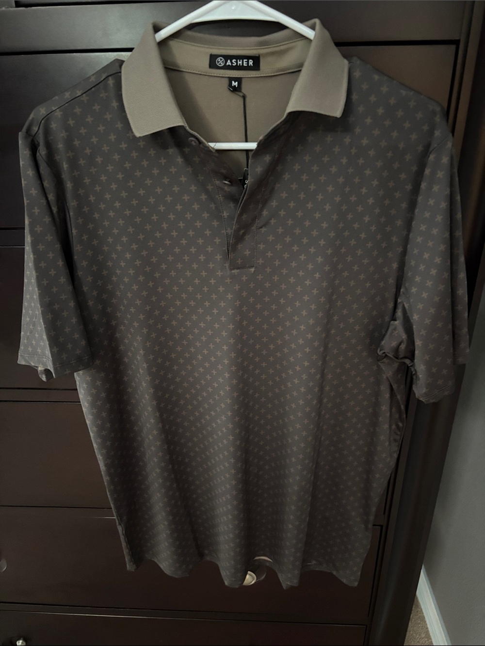 Asher Men's Polo Shirt in Chocolate Brown with Subtle Pattern